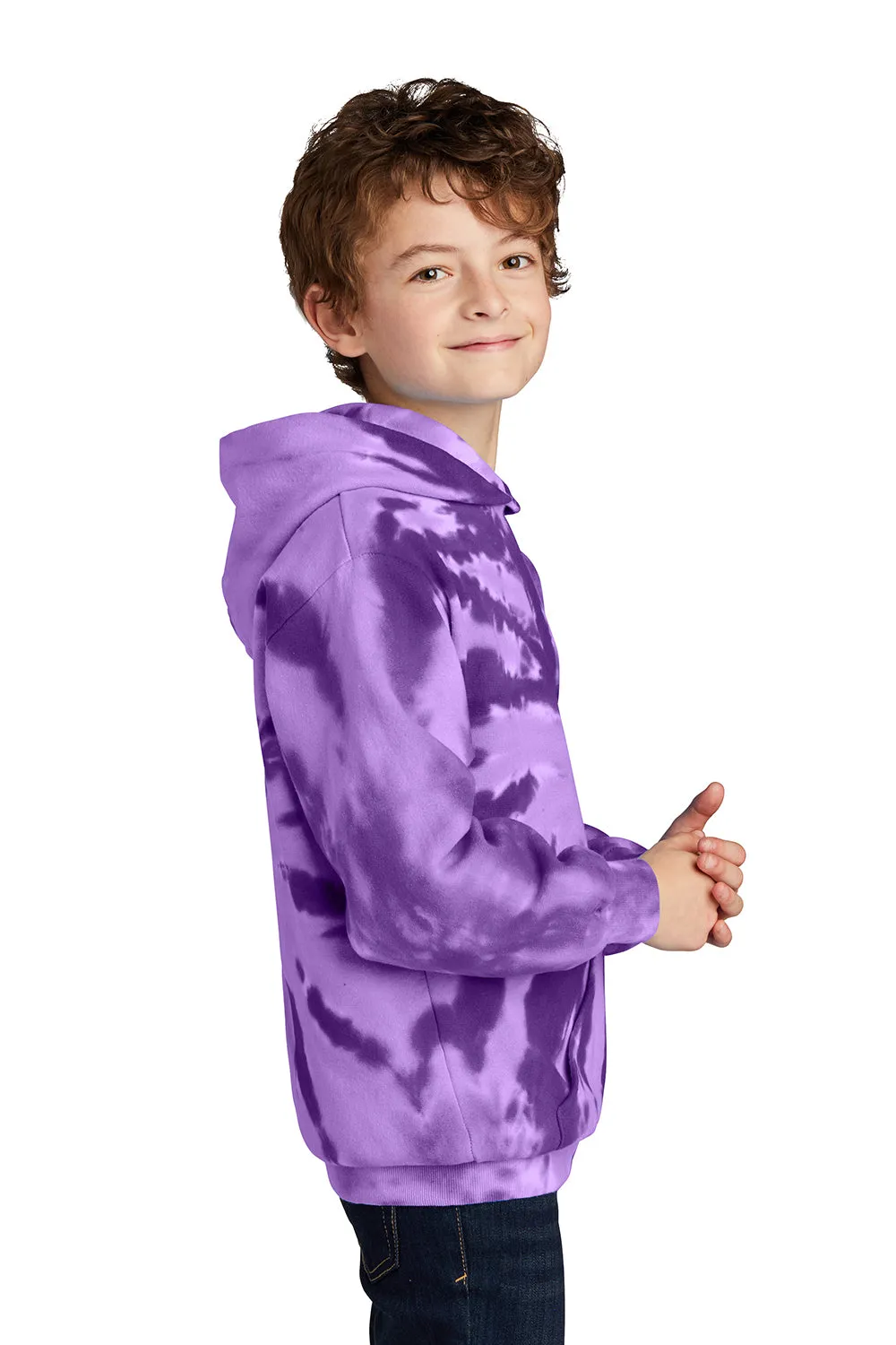 Port & Company Jugend-Tie-Dye-Fleece-Pullover mit Kapuze und Kangaroo-Tasche - Lila