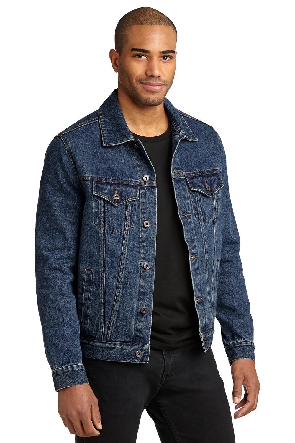 Port Authority Herren Stonewashed Denim Button-Down Jacke - Denim Blau