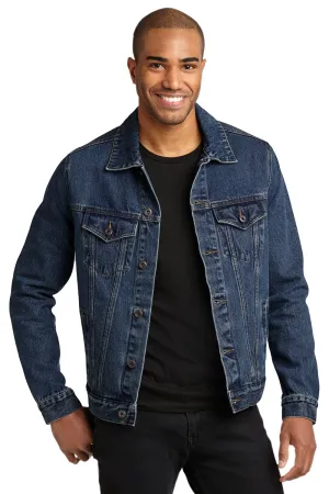 Port Authority Herren Stonewashed Denim Button-Down Jacke - Denim Blau