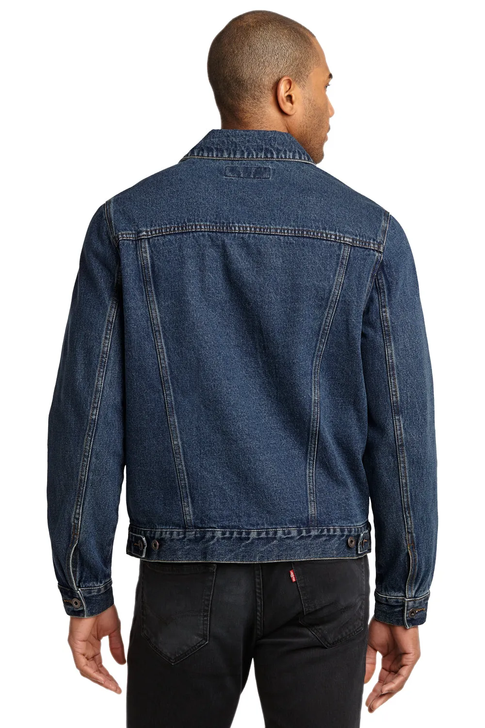 Port Authority Herren Stonewashed Denim Button-Down Jacke - Denim Blau
