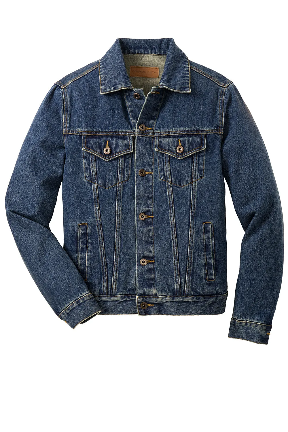 Port Authority Herren Stonewashed Denim Button-Down Jacke - Denim Blau