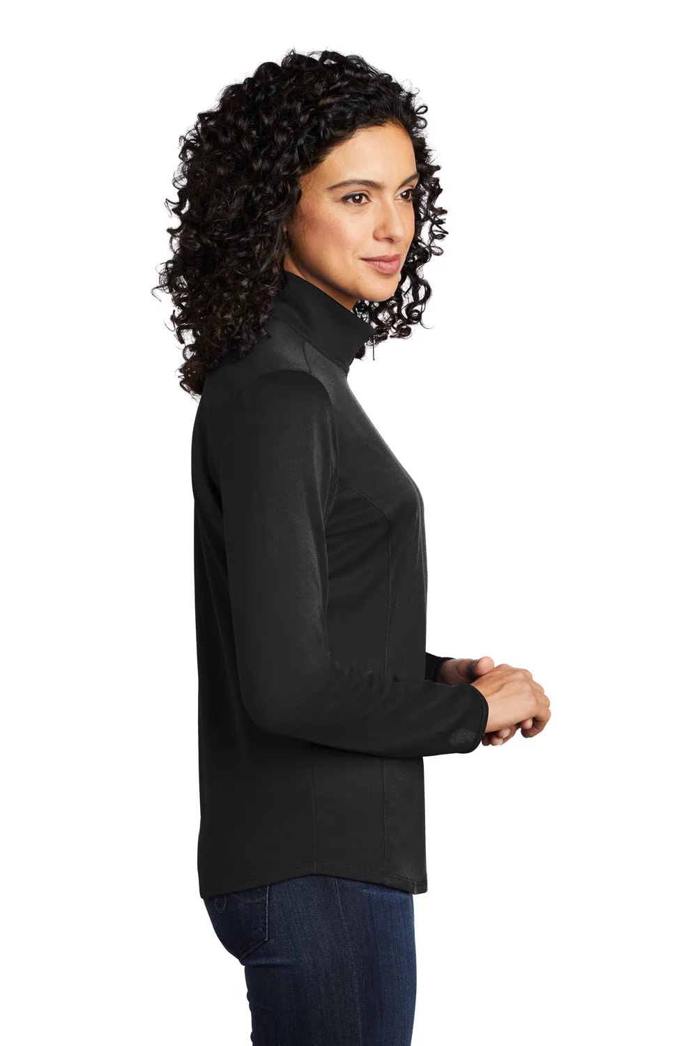 Port Authority Damen Silk Touch Performance Feuchtigkeitstransportierendes 1/4-Zip Sweatshirt - Schwarz/Stahlgrau