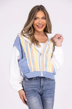Raise of Beauty Women's Striped Full Zip Jacket