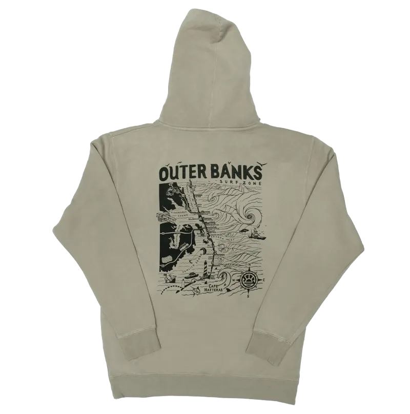 Echte Outer Banks Kapuzenpullover-Landkarte - Zement