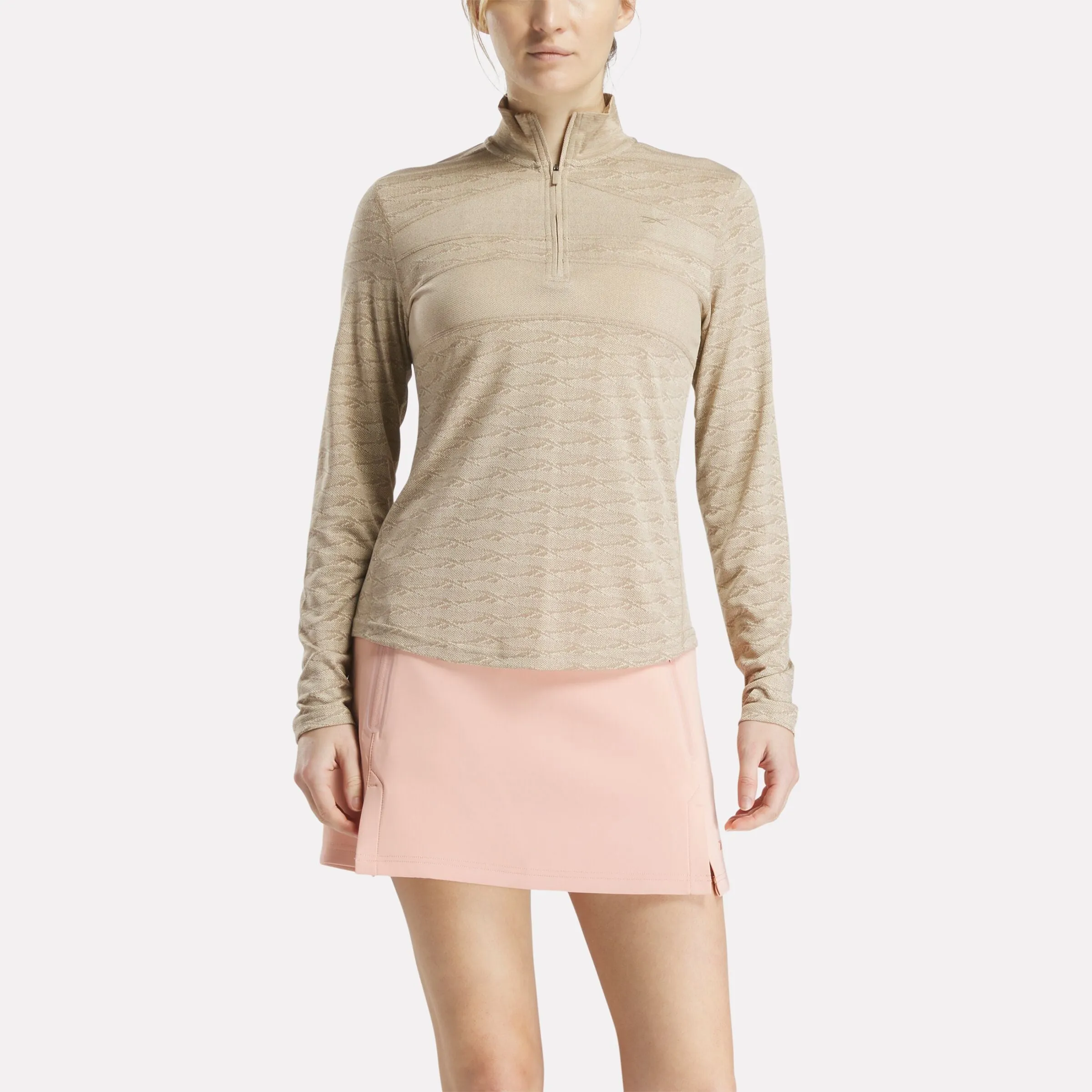Reebok Bekleidung Damen Langarm Engineered Vector Jacquard 1/4-Zip Golf Pullover Top