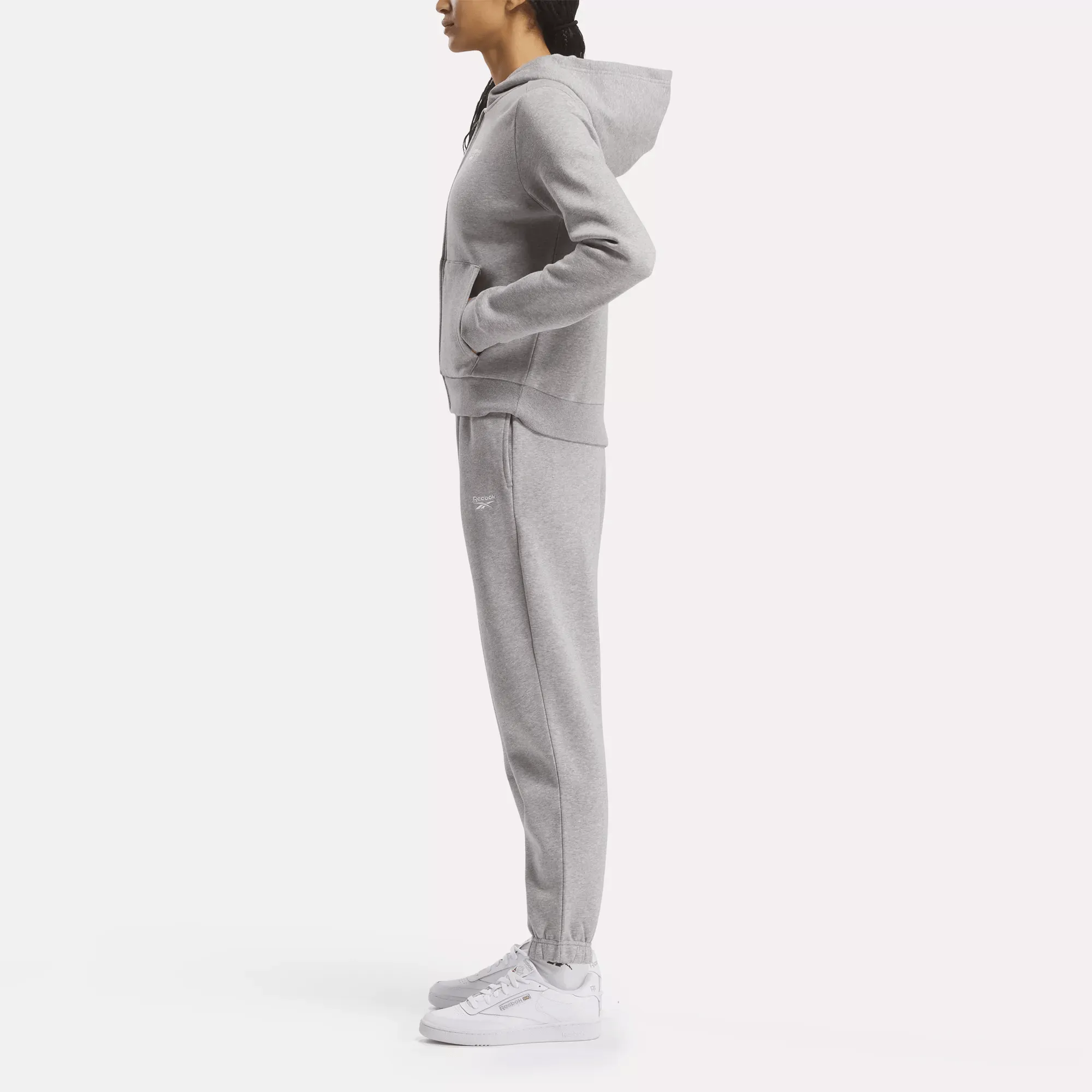 Reebok Bekleidung Damen Reebok Identity Fleece Full-Zip Kapuzenpullover mit kleinem Logo