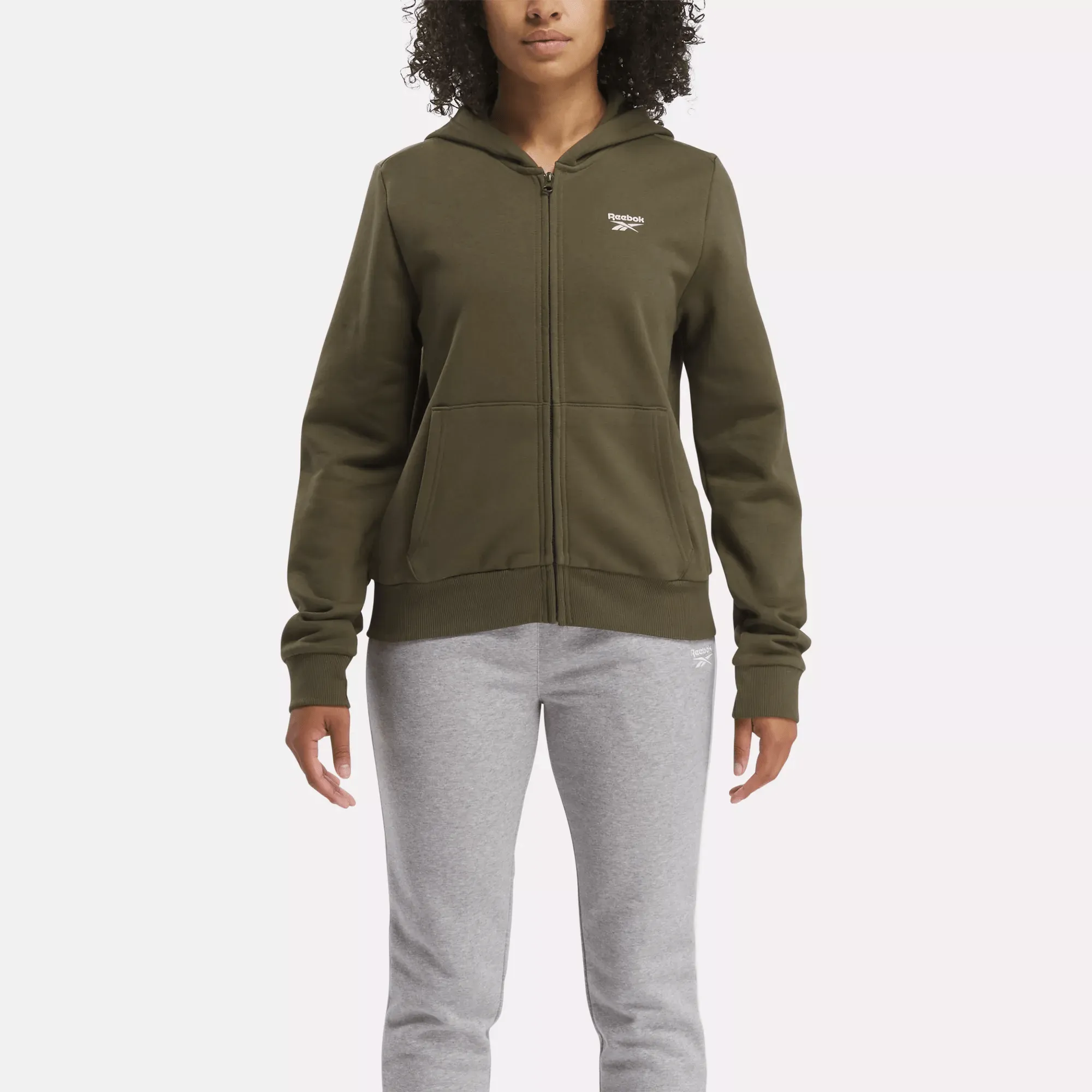 Reebok Bekleidung Damen Reebok Identity Fleece-Pullover mit kleinem Logo und Vollreißverschluss