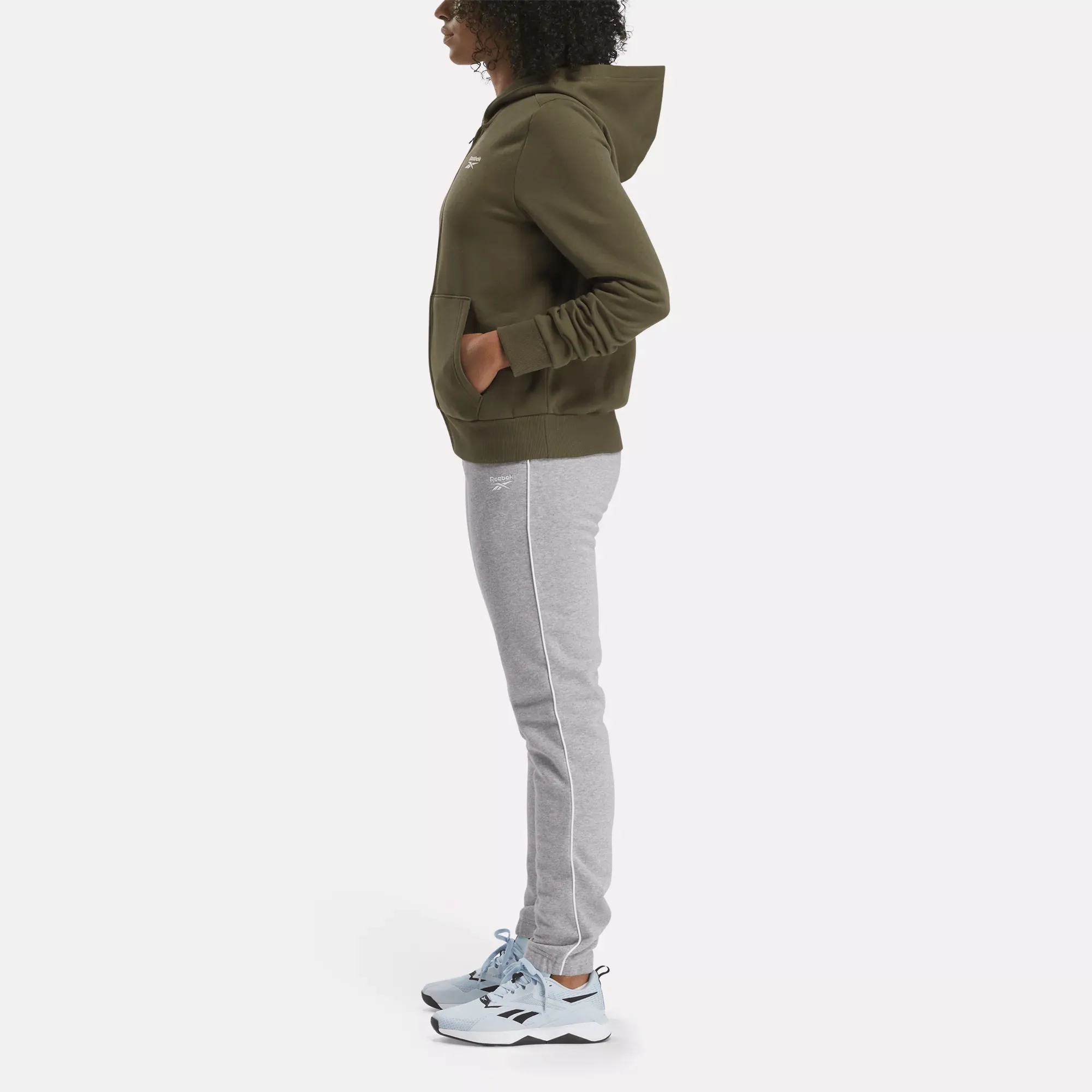Reebok Bekleidung Damen Reebok Identity Fleece-Pullover mit kleinem Logo und Vollreißverschluss