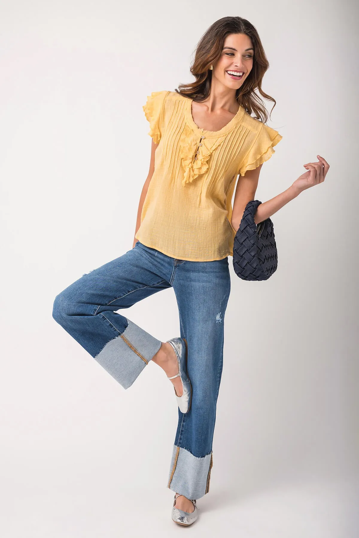 Risen Scout Große Jeans mit Umschlag