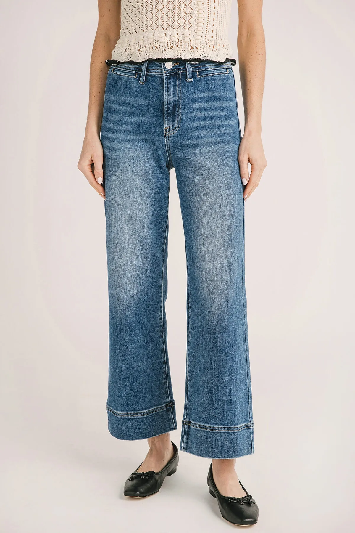 Risen Waverly Weite Saum Knöcheljeans
