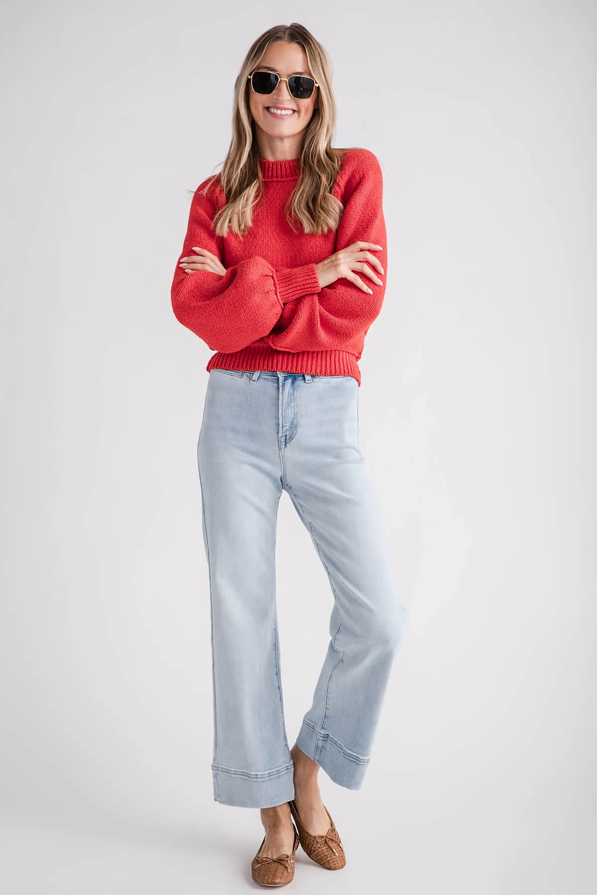 Risen Waverly Weite Saum Knöcheljeans