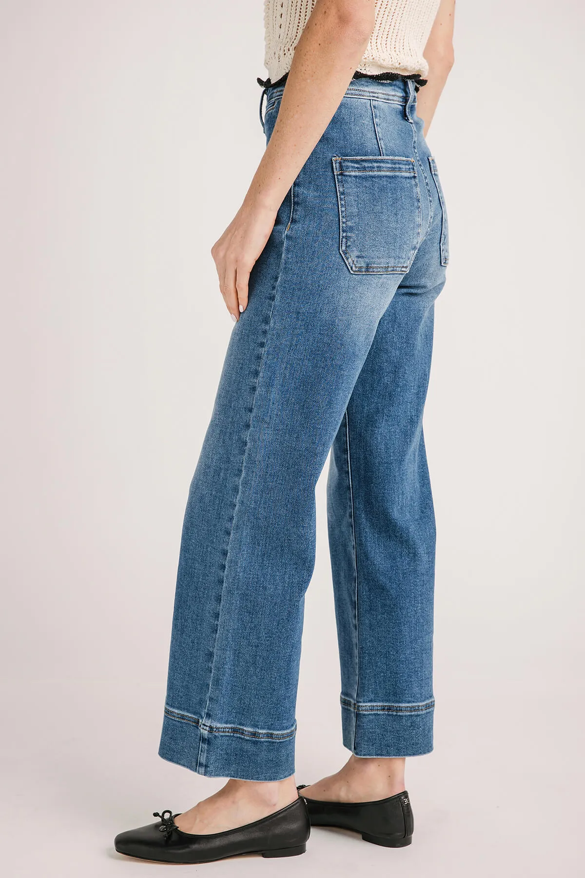 Risen Waverly Weite Saum Knöcheljeans