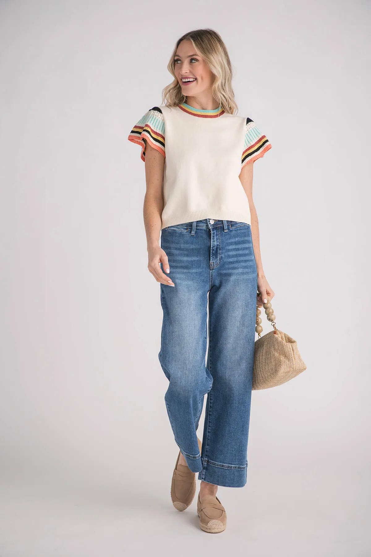 Risen Waverly Weite Saum Knöcheljeans