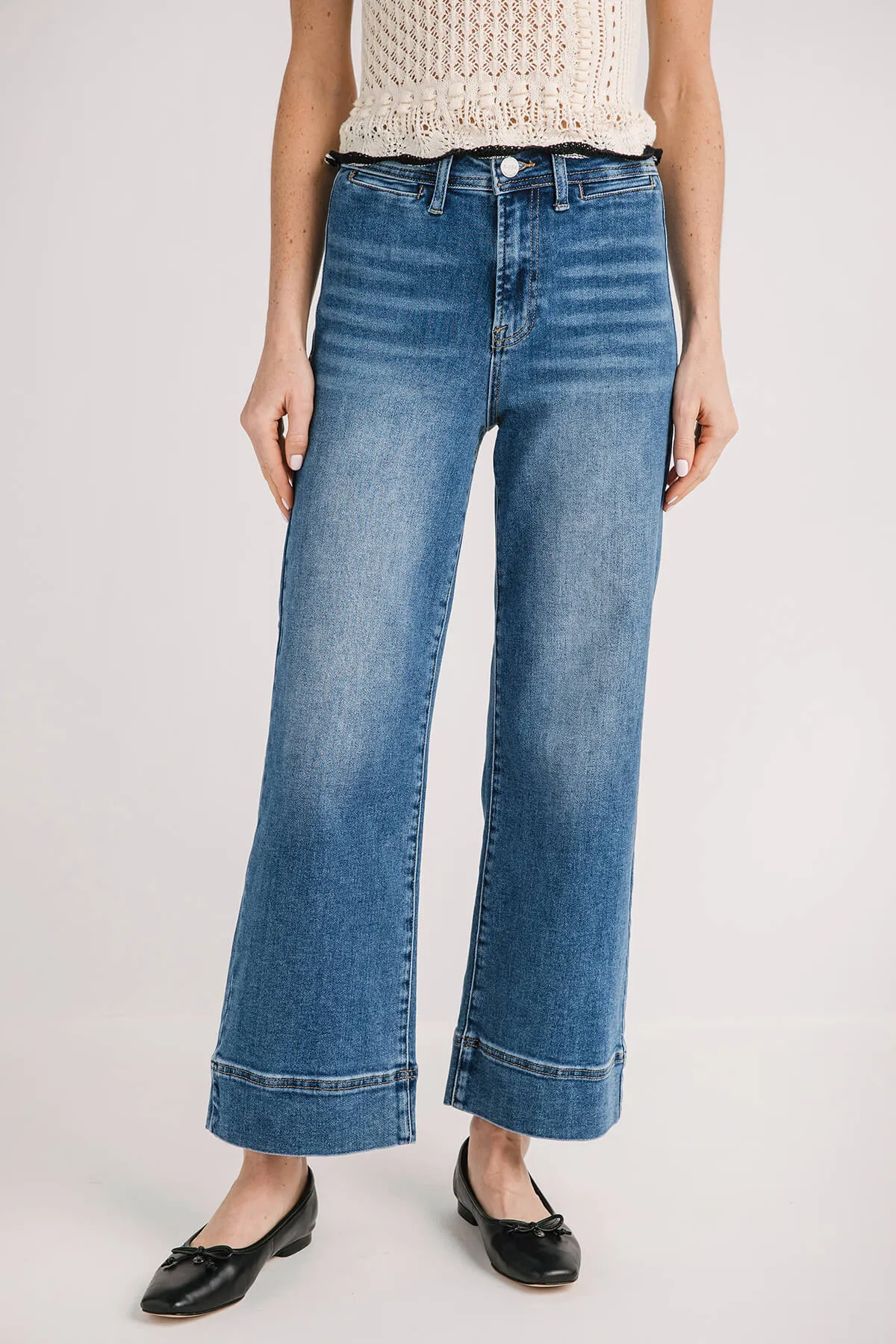 Risen Waverly Weite Saum Knöcheljeans