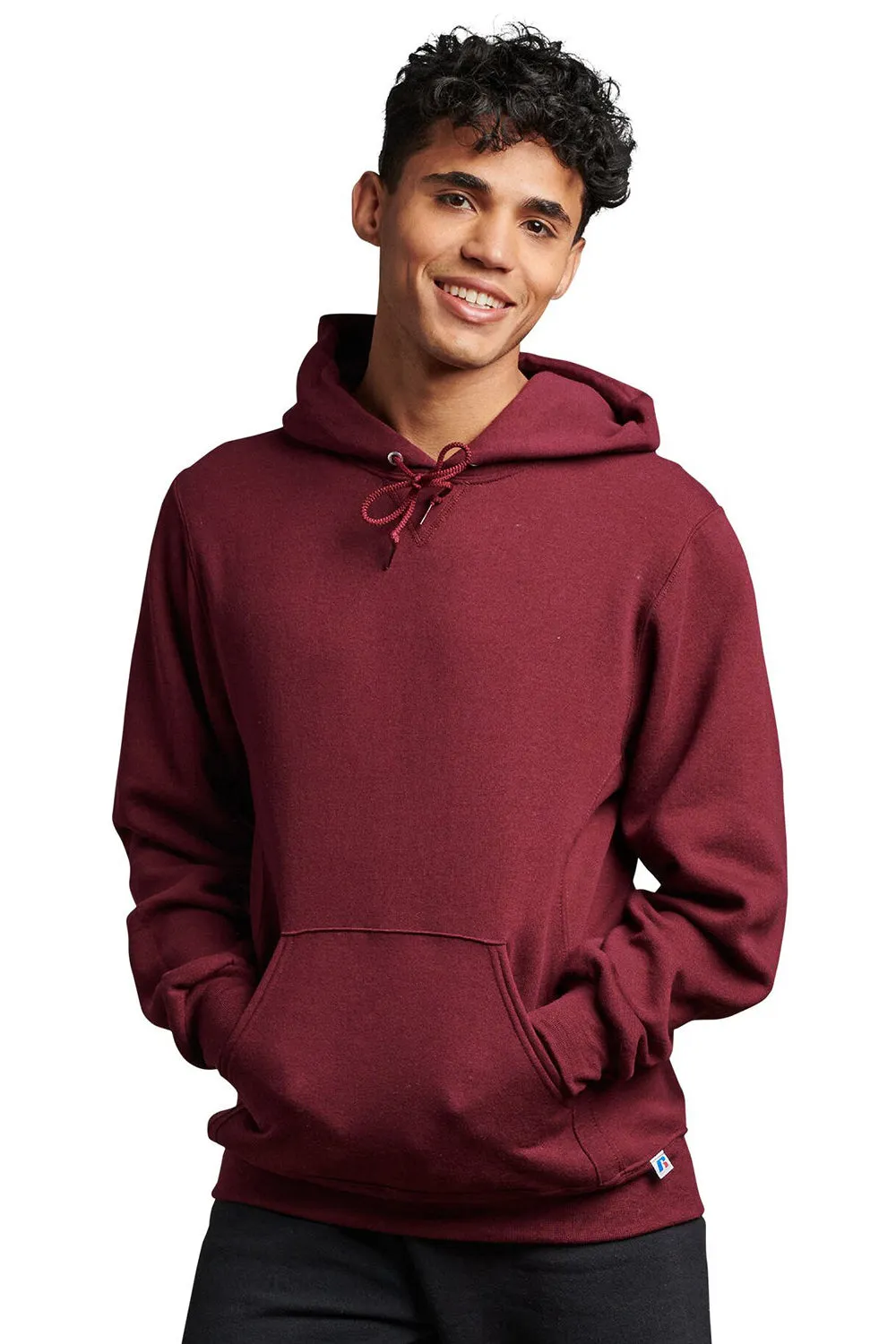Russell Athletic Herren Dri-Power Feuchtigkeitstransportierende Kapuzenpullover Hoodie mit Beuteltasche - Kastanienbraun