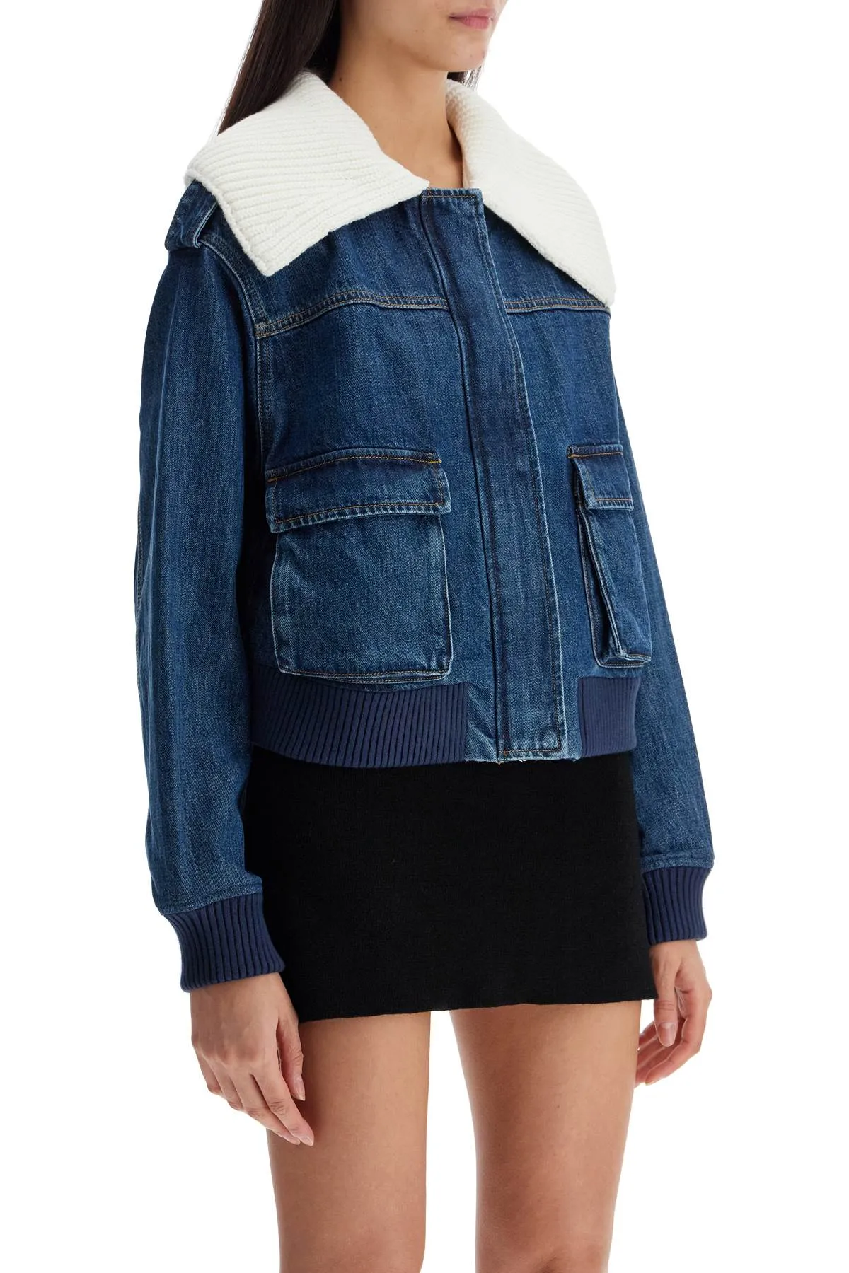 Self Portrait Damen blaue Bomberjacke Für