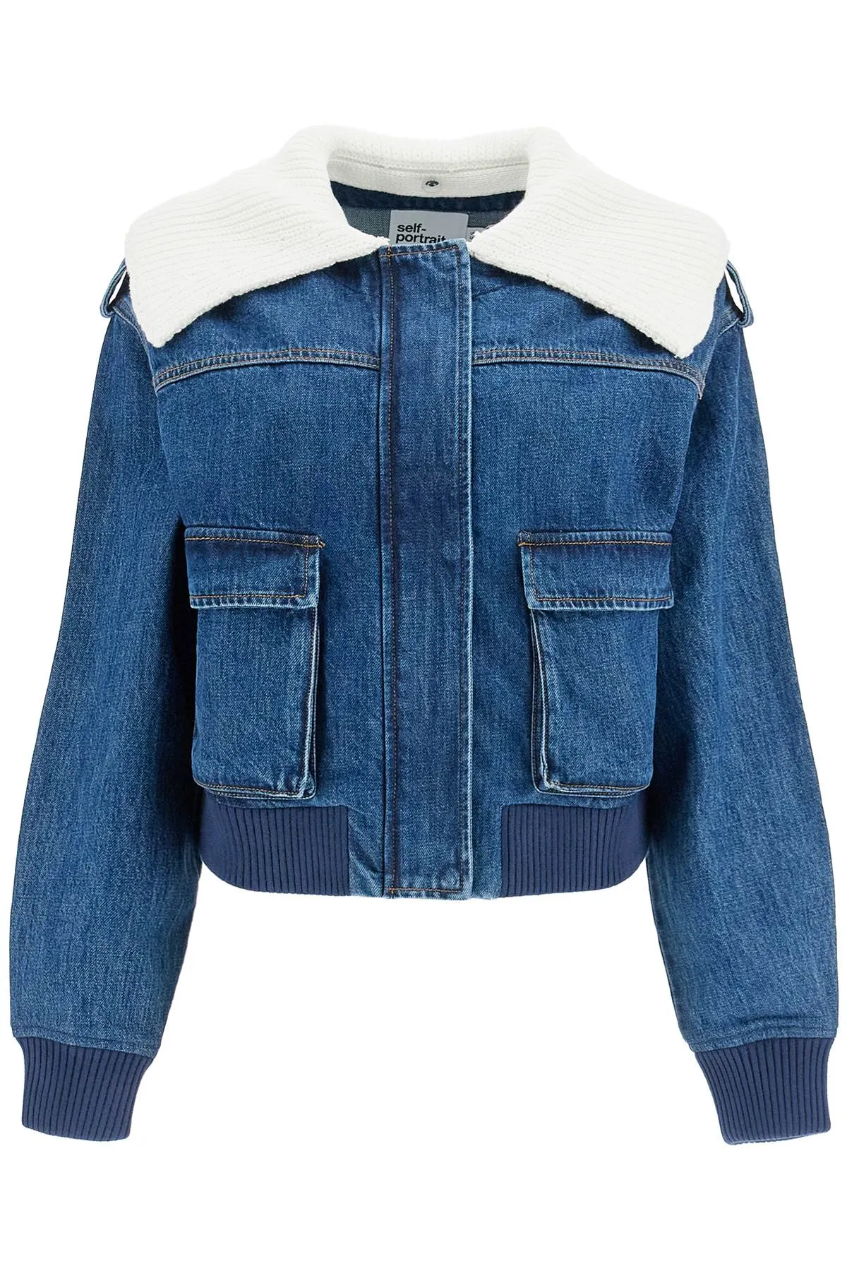 Self Portrait Damen blaue Bomberjacke Für