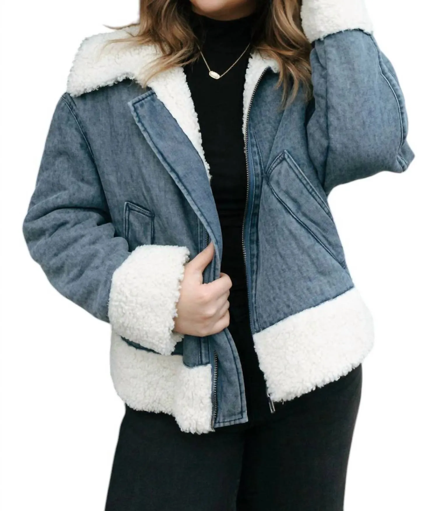 Sherpa Jacke in Denim
