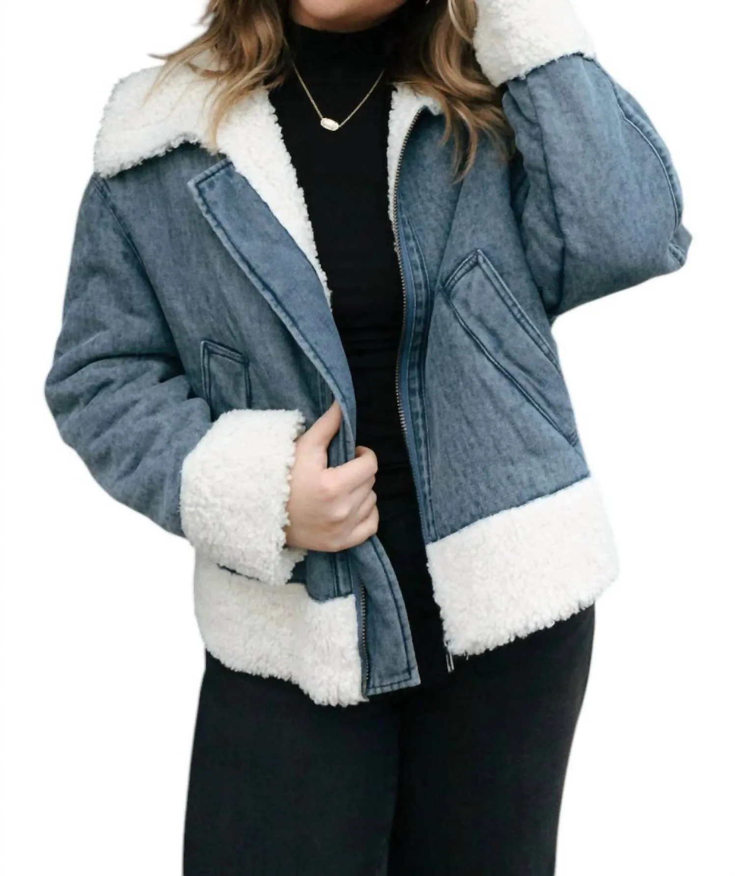 Sherpa Jacke in Denim