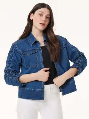 City-Denimjacke mit Rüschenärmeln, Shore Wash