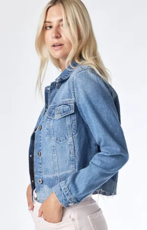 SIENNA CROP JACKET IN MITTELBLAUEM DENIM