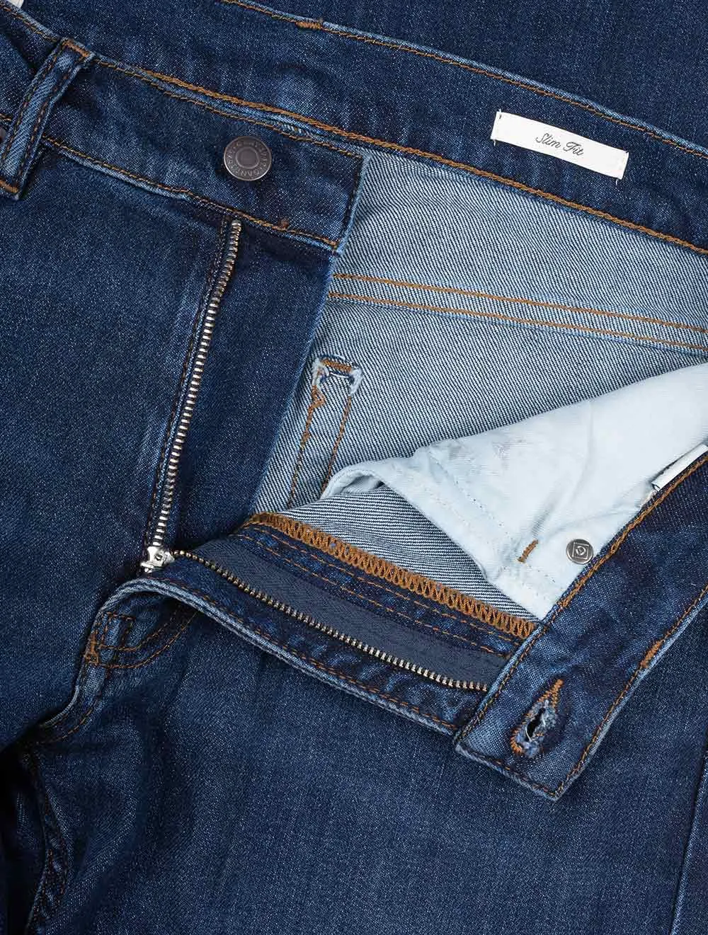 Slim Fit Jeans Dunkelblau Vintage-Look