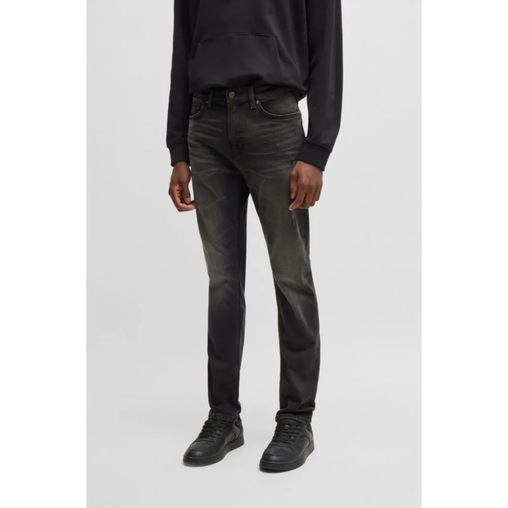 Slim-fit Jeans in schwarzem Stretch-Denim