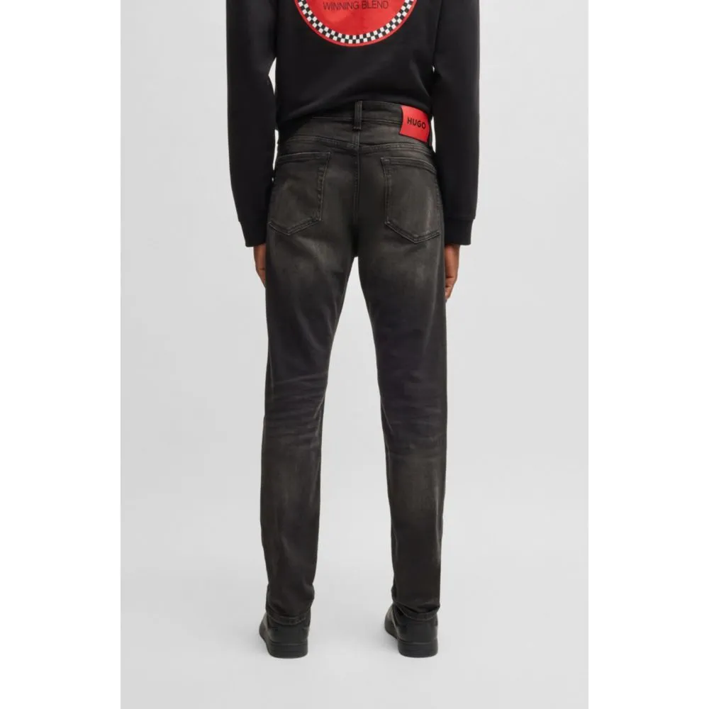 Slim-fit Jeans in schwarzem Stretch-Denim