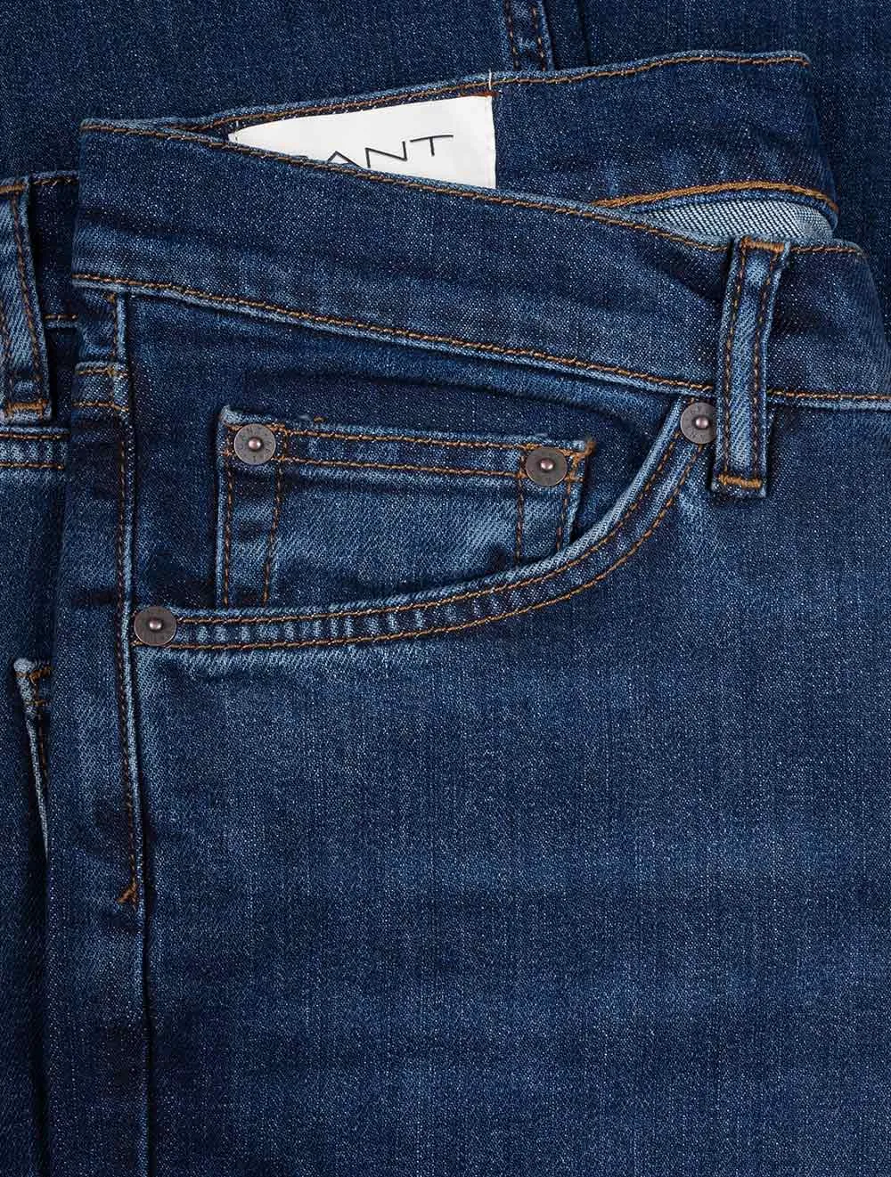 Slim Jeans Dunkelblau Used Look