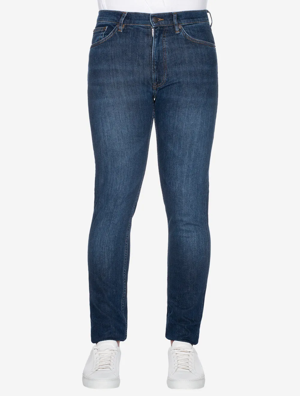 Slim Jeans Dunkelblau Used Look