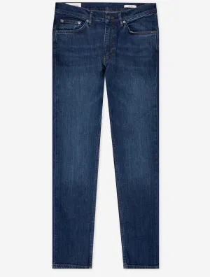 Slim Jeans Dunkelblau Used Look
