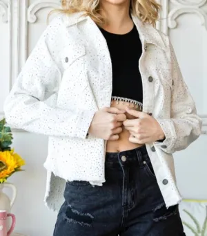 Strahlende Denim-Jacke in Weiß