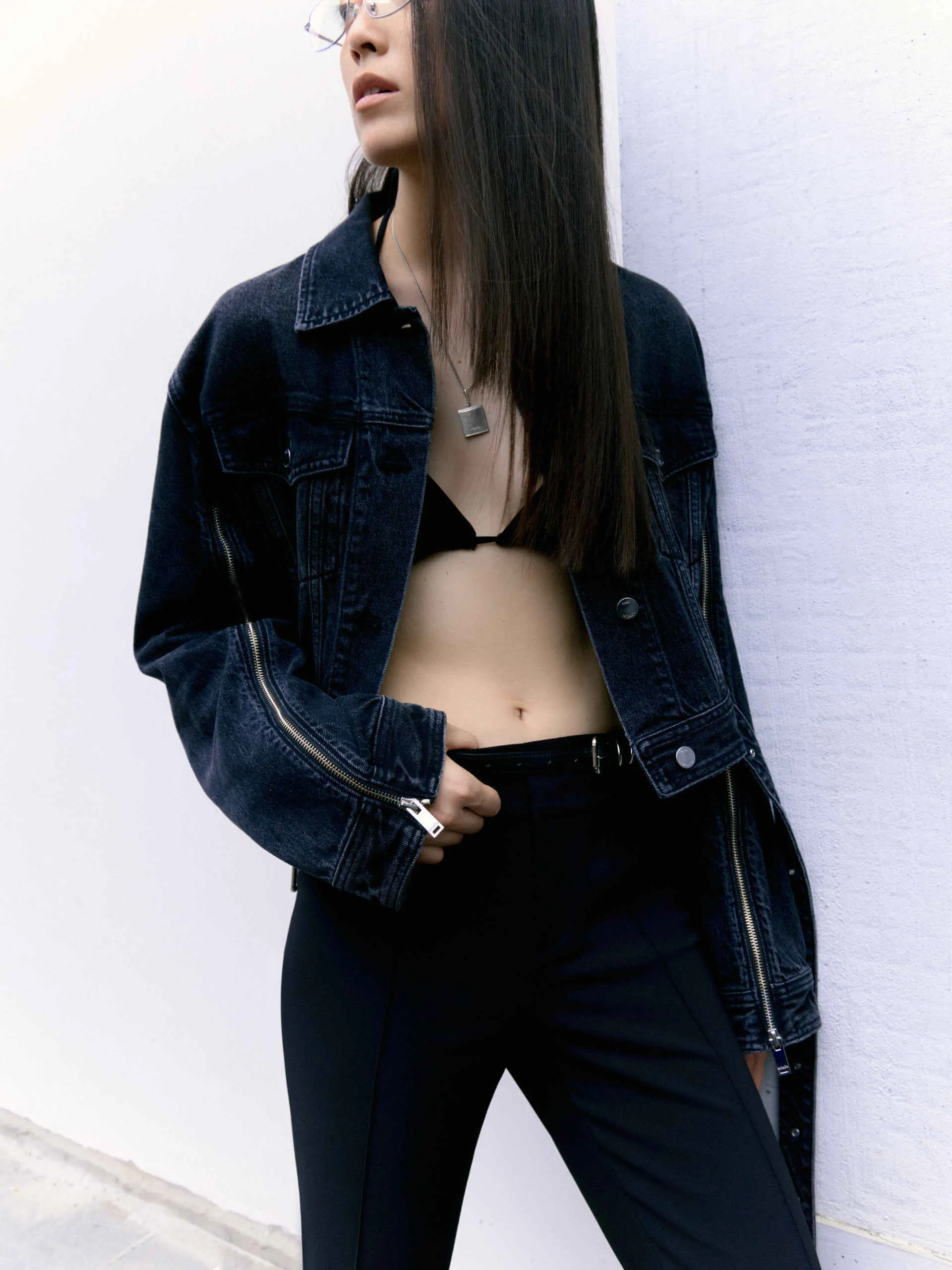 Aufgeteilte Detail-Denimjacke