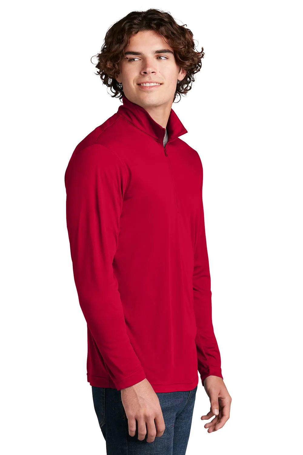 Sport-Tek Herren Competitor Feuchtigkeitstransportierendes 1/4-Zip Sweatshirt - Tiefrot
