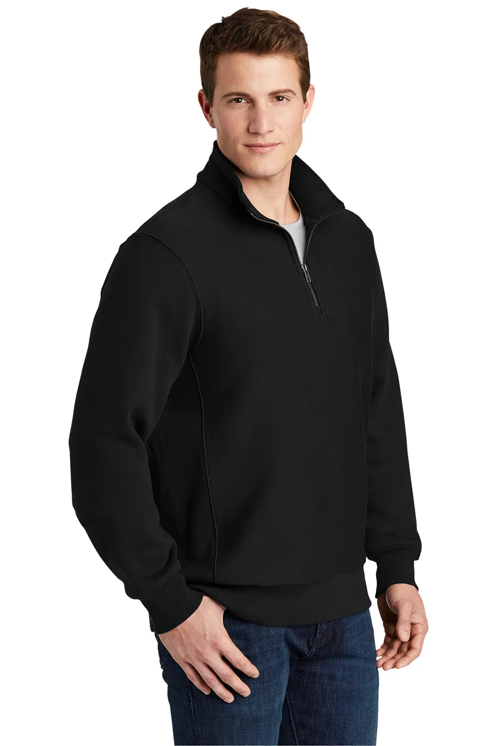 Sport-Tek Herren Fleece 1/4 Zip Sweatshirt - Schwarz