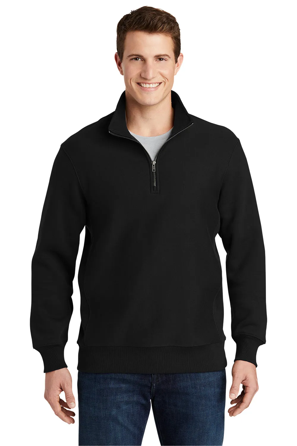 Sport-Tek Herren Fleece 1/4 Zip Sweatshirt - Schwarz