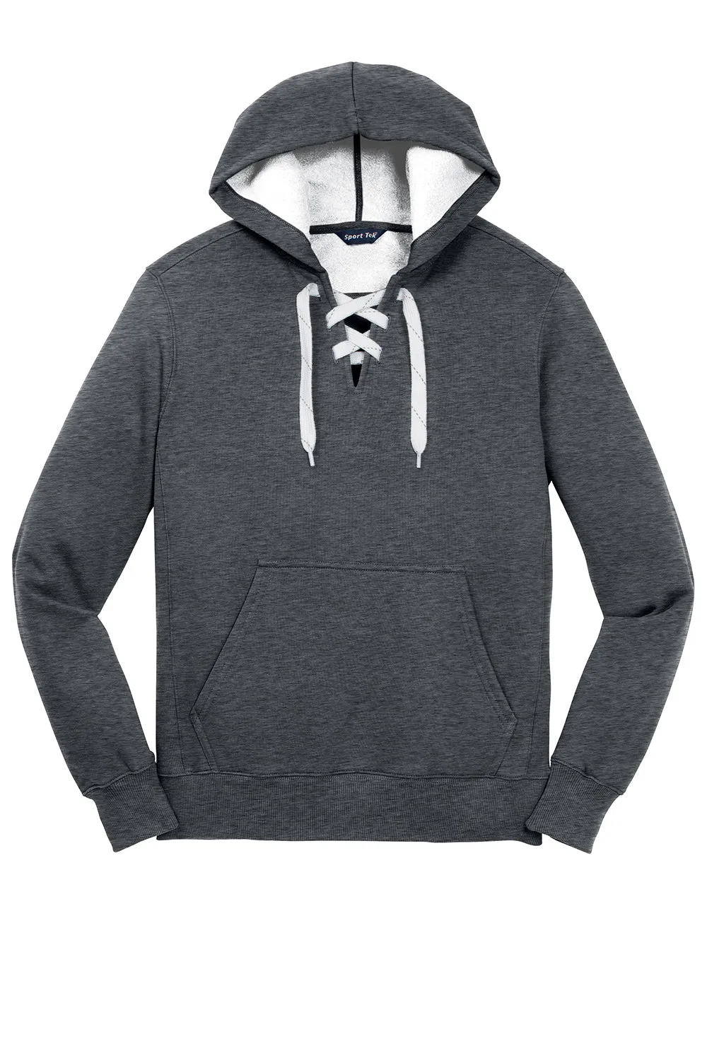 Sport-Tek Herren Kapuzenpullover mit Schnürung und Kangaroo-Tasche - Heather Graphitgrau