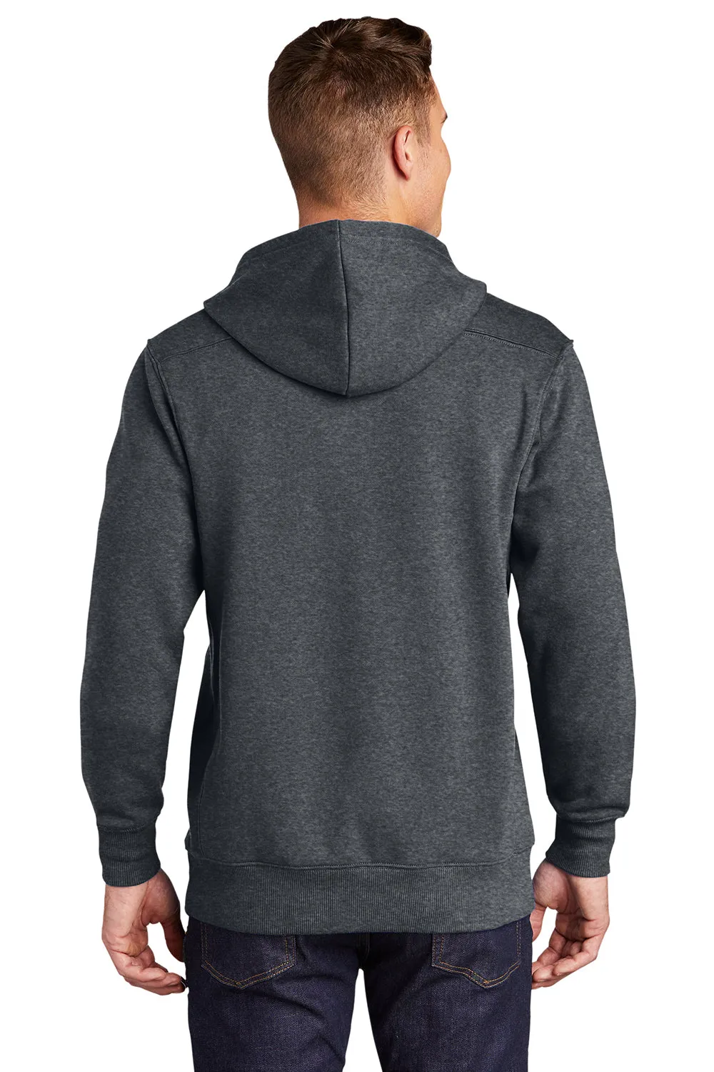 Sport-Tek Herren Kapuzenpullover mit Schnürung und Kangaroo-Tasche - Heather Graphitgrau