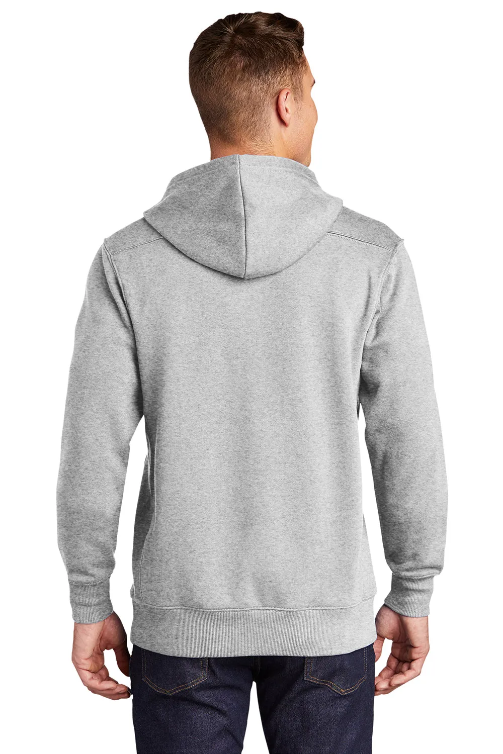 Sport-Tek Herren Kapuzenpullover mit Schnürung und Kangaroo-Tasche - Heather Grau