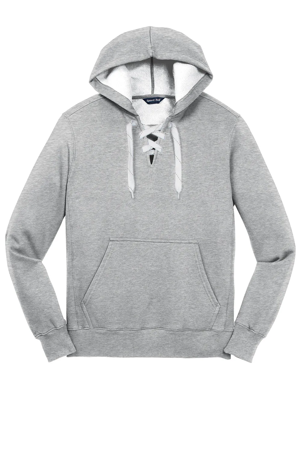 Sport-Tek Herren Kapuzenpullover mit Schnürung und Kangaroo-Tasche - Heather Grau