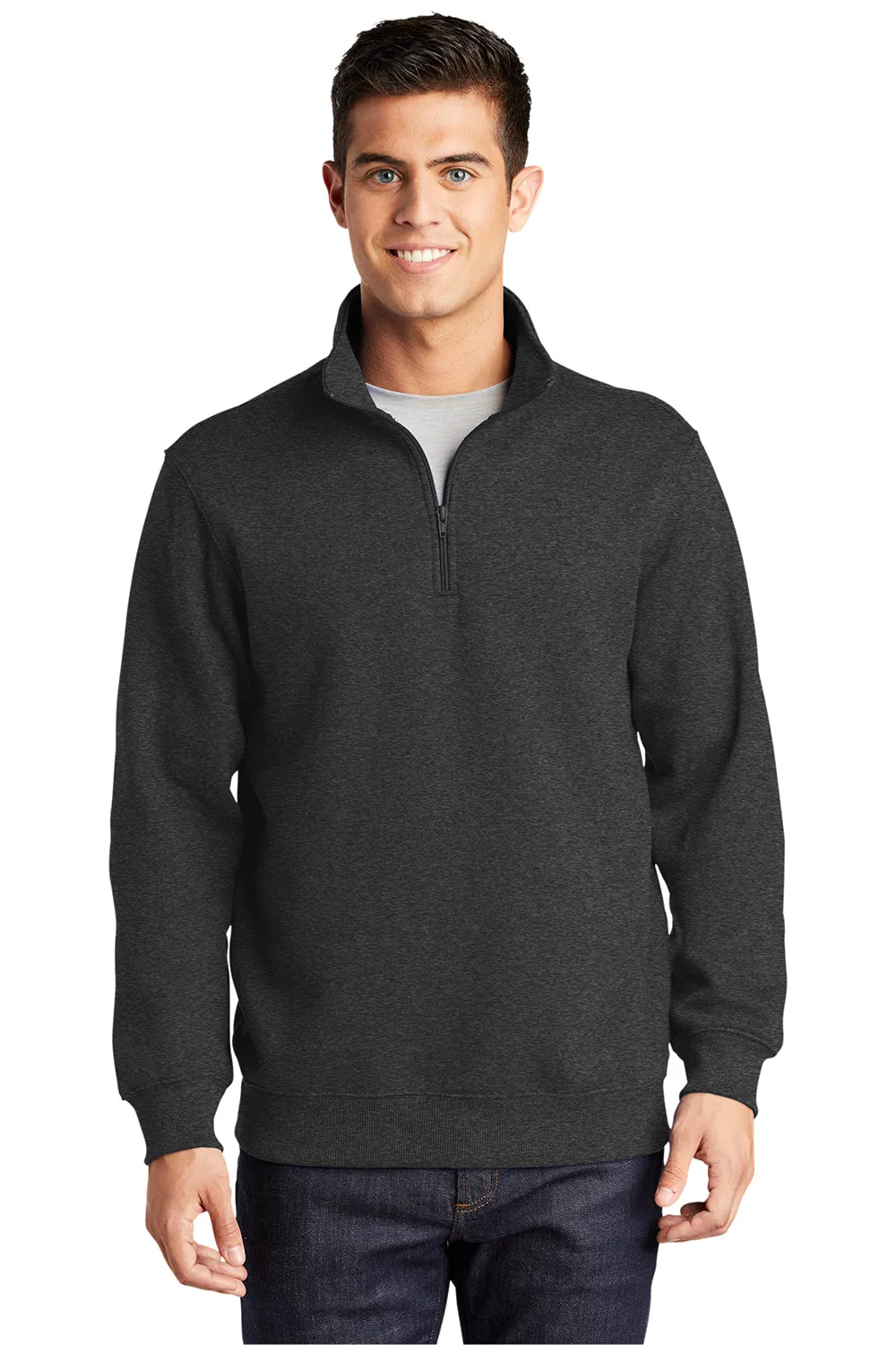 Sport-Tek Herren Fleece-Pullover mit 1/4-Zip und Schrumpffestigkeit - Heather Graphitgrau