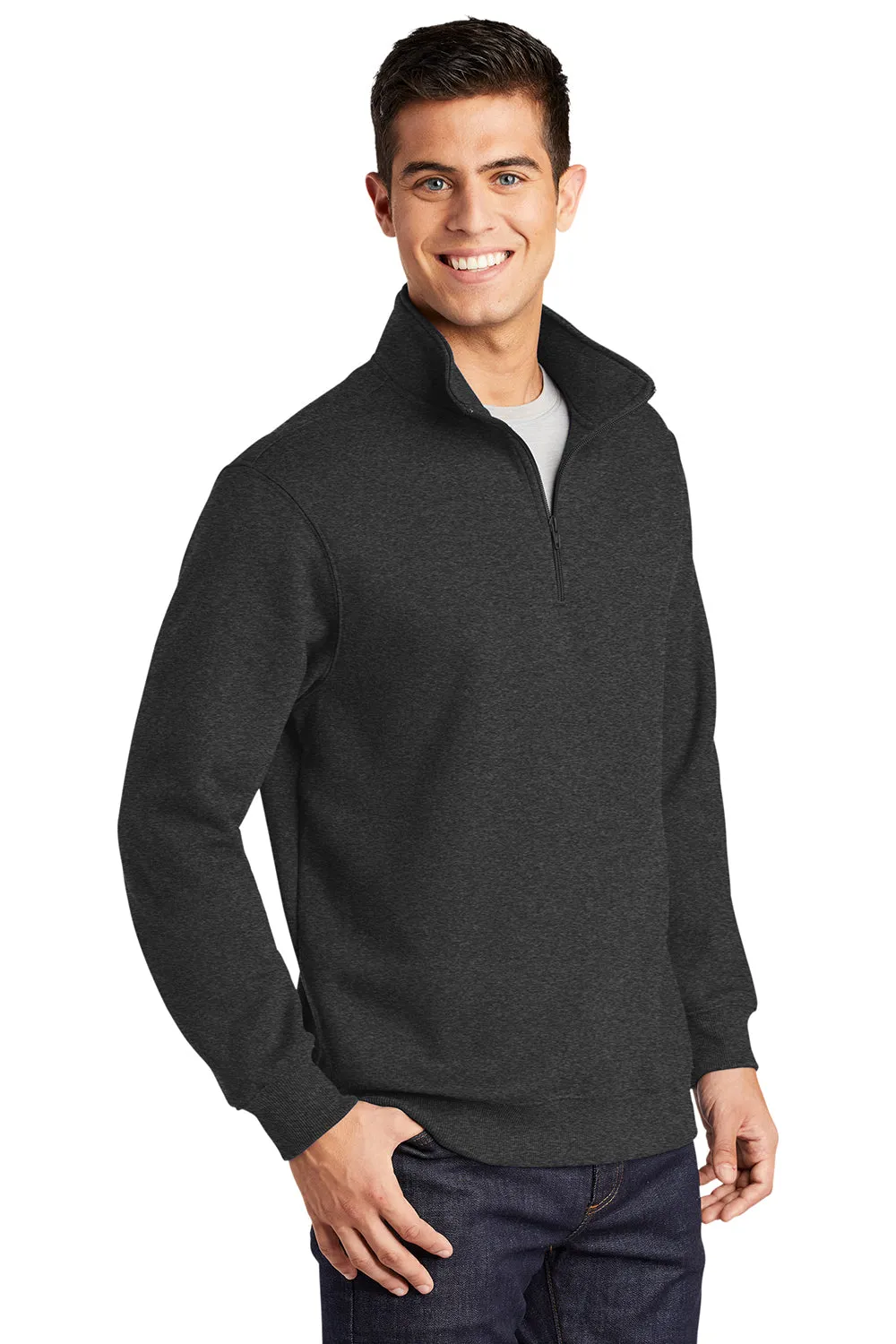 Sport-Tek Herren Fleece-Pullover mit 1/4-Zip und Schrumpffestigkeit - Heather Graphitgrau