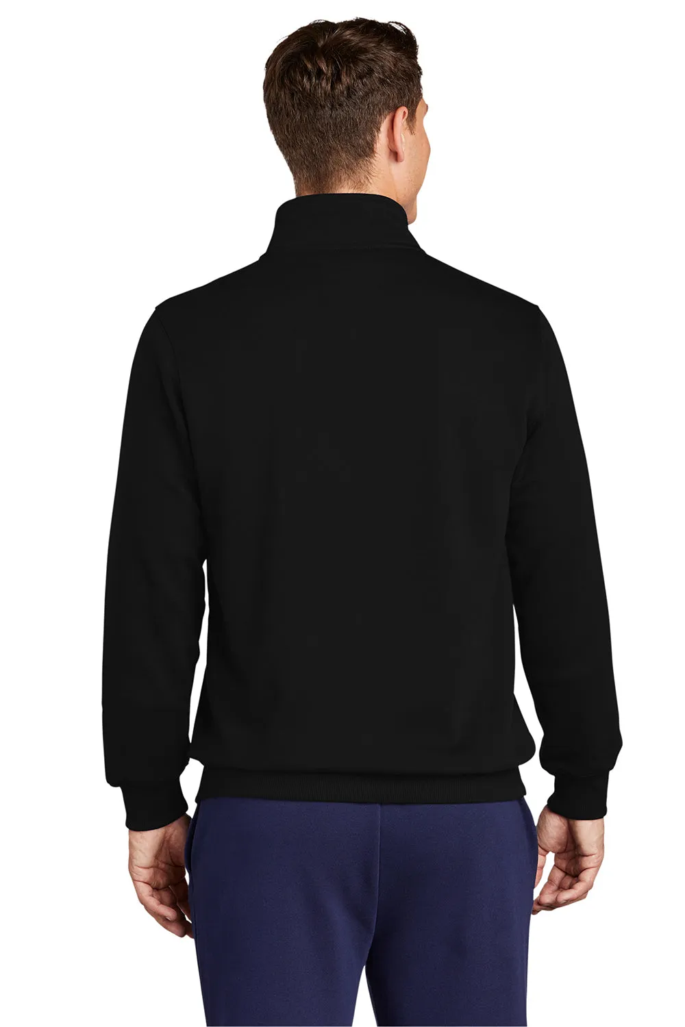 Sport-Tek Herren Fleece-Pullover mit Reißverschluss und Taschen - Schwarz, schrumpffest