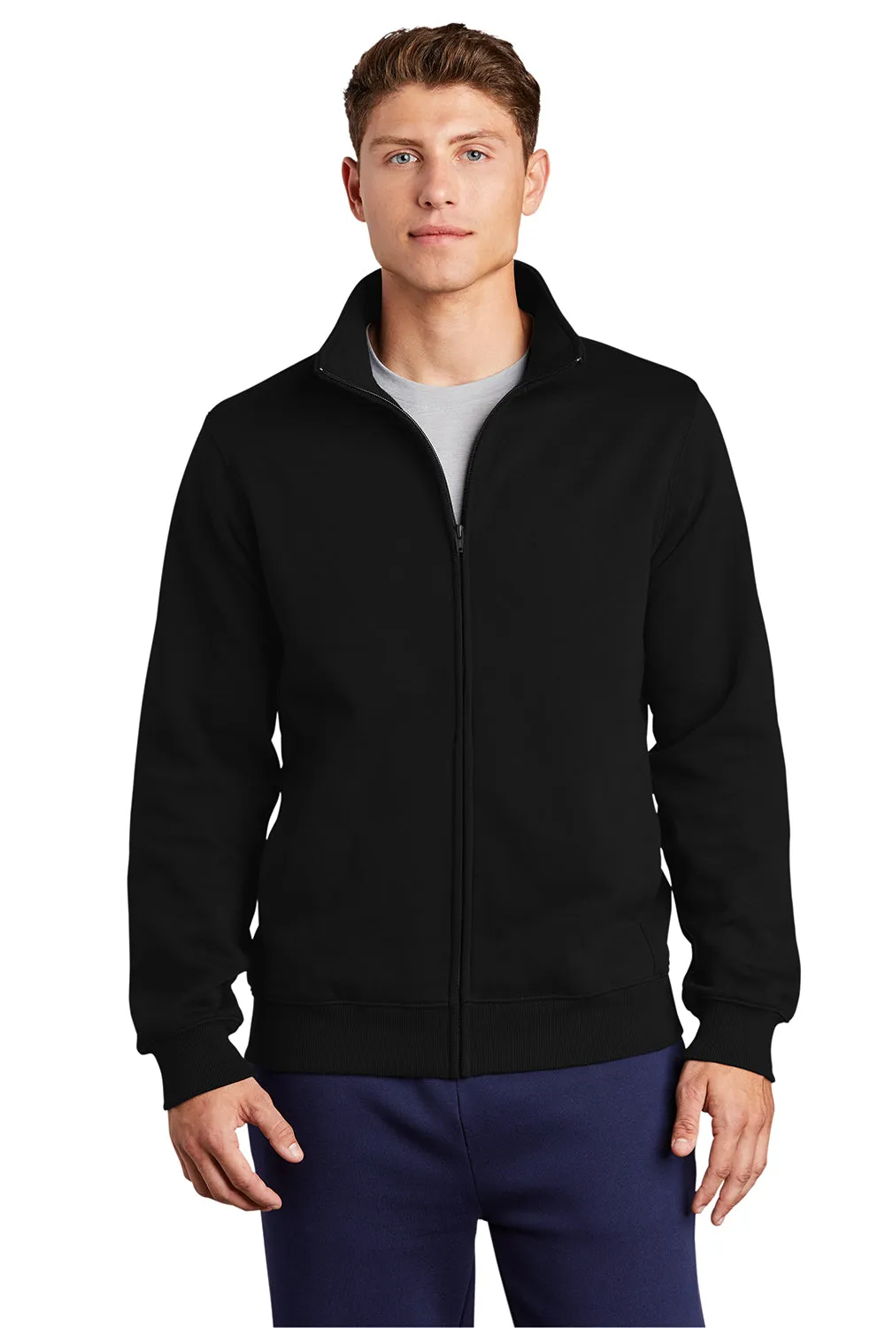 Sport-Tek Herren Fleece-Pullover mit Reißverschluss und Taschen - Schwarz, schrumpffest