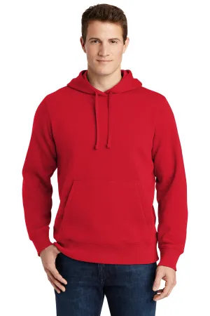 Sport-Tek Herren Fleece Kapuzenpullover mit Pouch-Tasche - knitterfrei - Echtes Rot