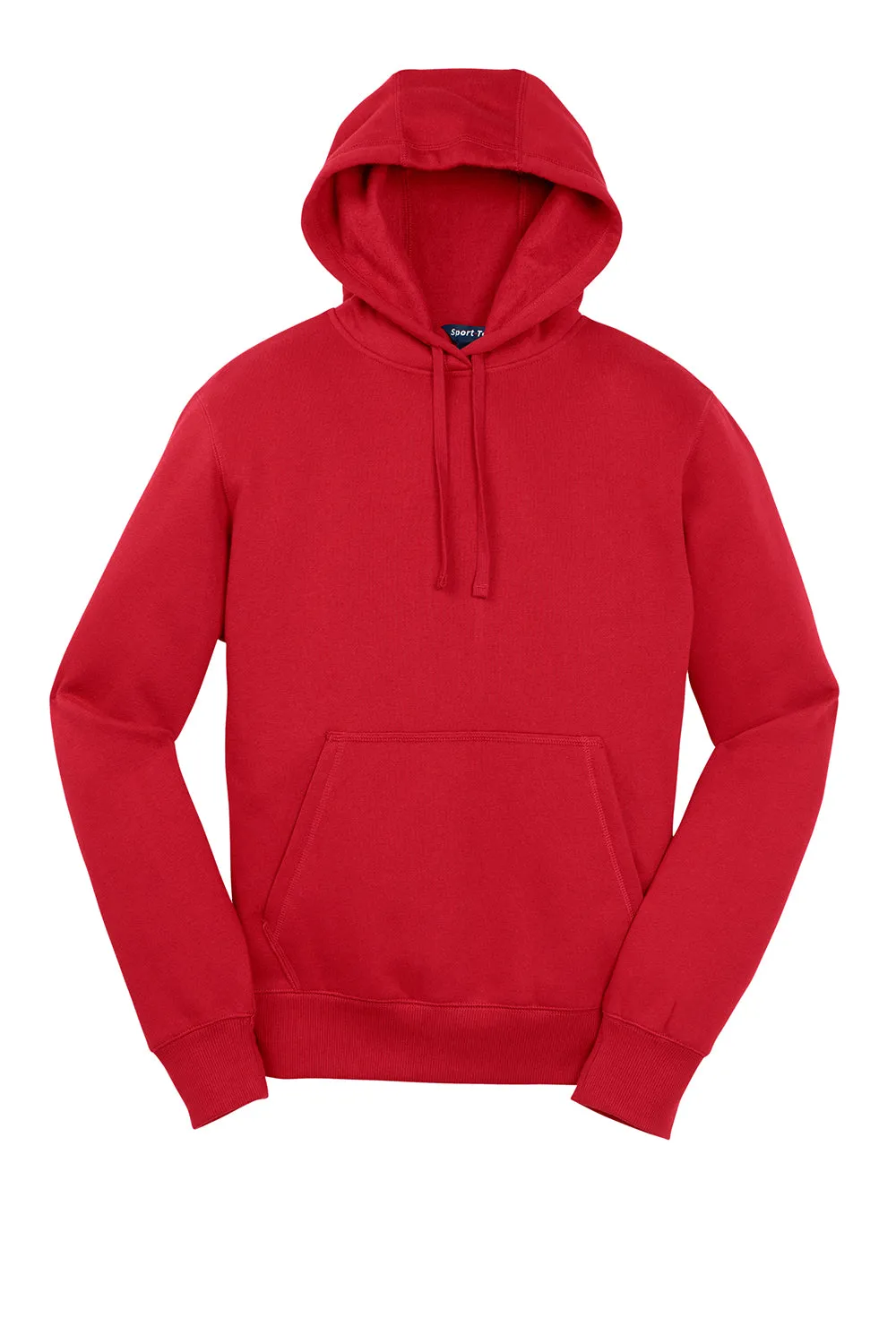 Sport-Tek Herren Fleece Kapuzenpullover mit Pouch-Tasche - knitterfrei - Echtes Rot