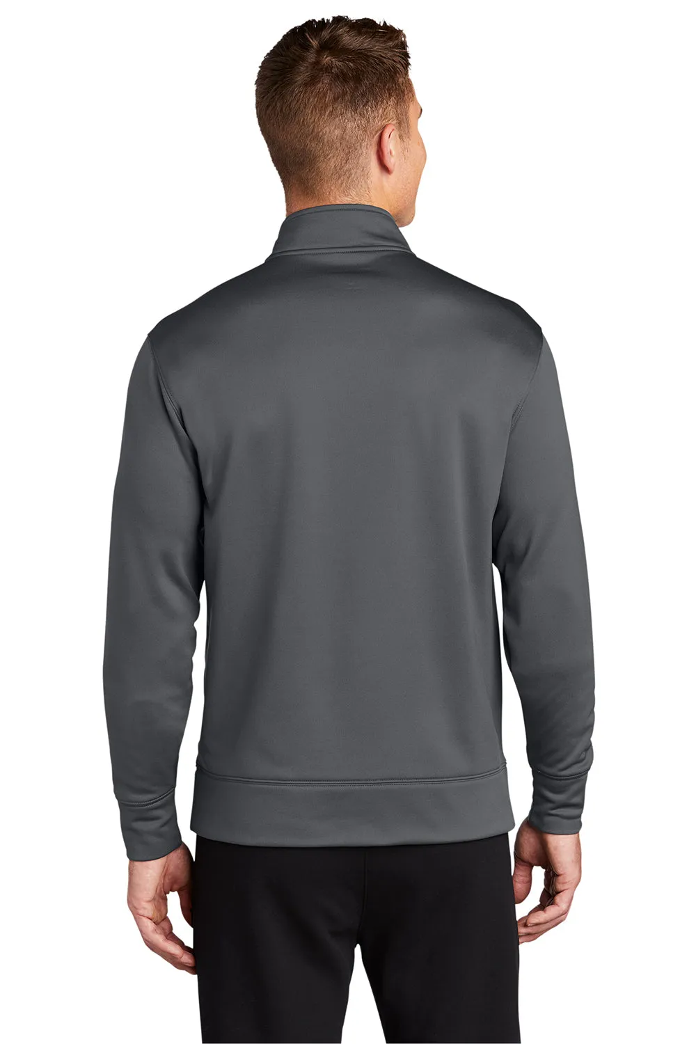 Sport-Tek Herren Sport-Wick Feuchtigkeitstransport Fleece Full-Zip Sweatshirt mit Taschen - Dunkles Rauchgrau