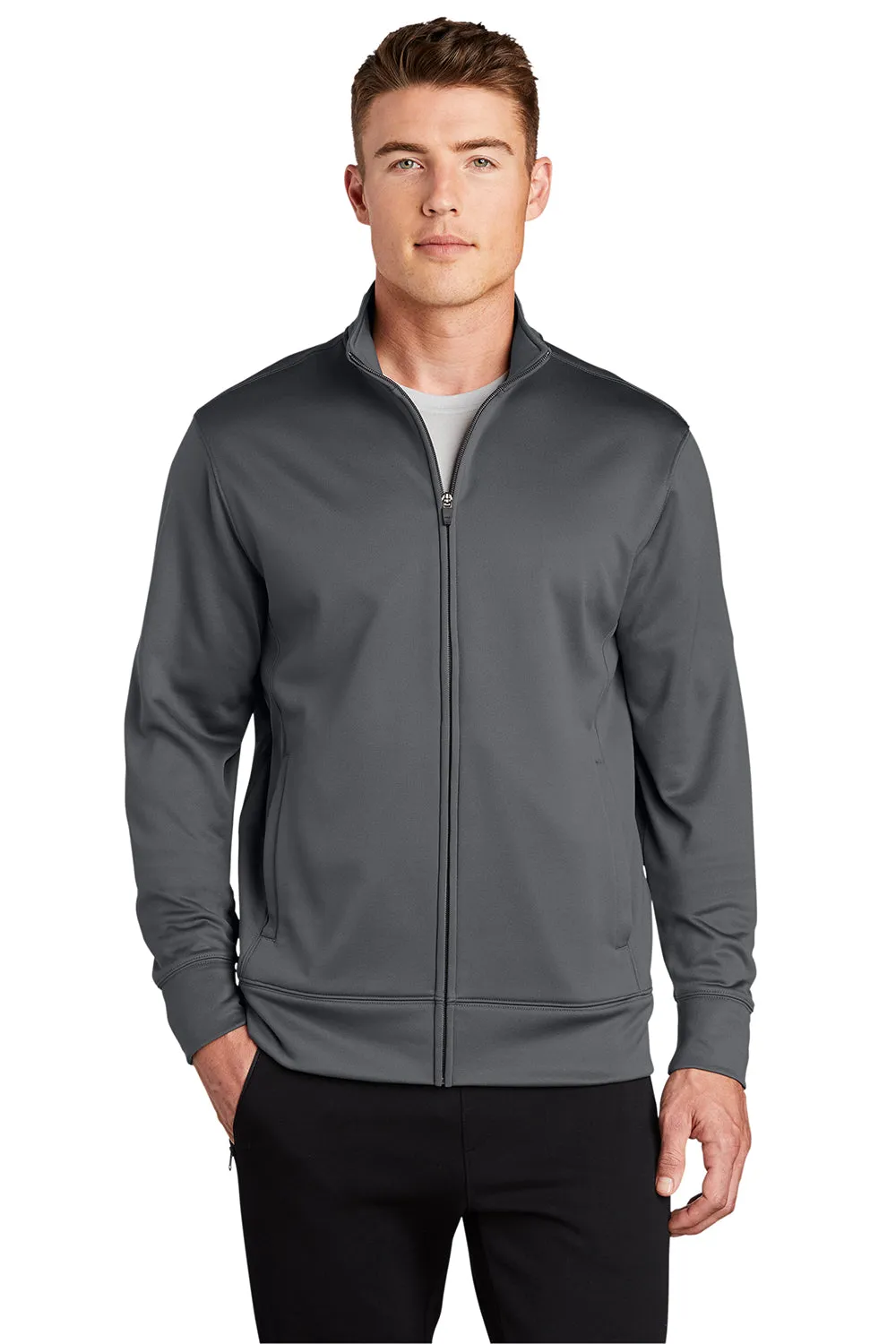 Sport-Tek Herren Sport-Wick Feuchtigkeitstransport Fleece Full-Zip Sweatshirt mit Taschen - Dunkles Rauchgrau
