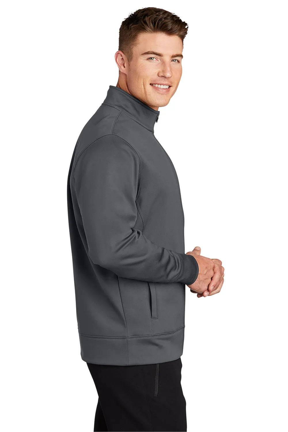 Sport-Tek Herren Sport-Wick Feuchtigkeitstransport Fleece Full-Zip Sweatshirt mit Taschen - Dunkles Rauchgrau