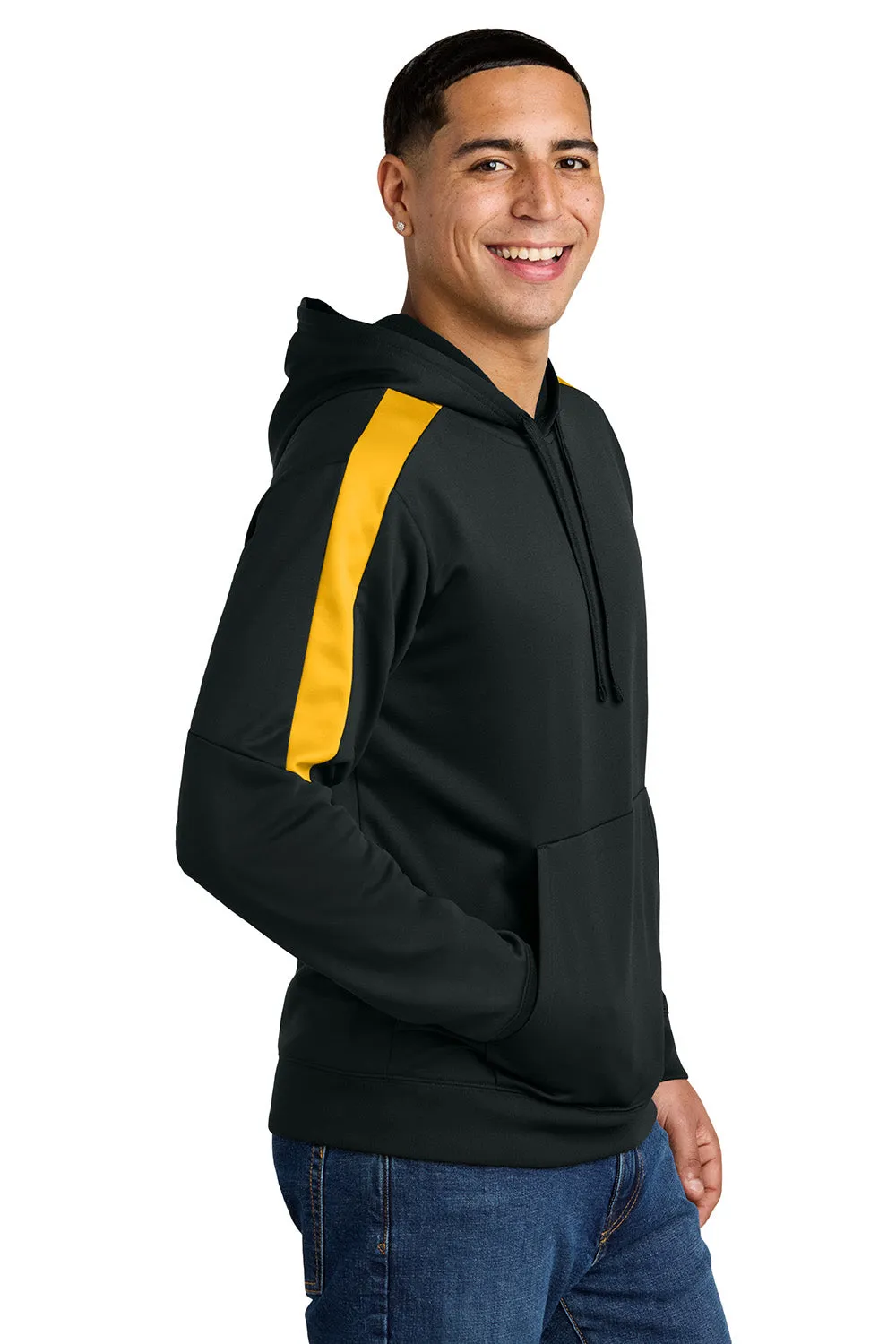 Sport-Tek Herren Sport-Wick Feuchtigkeitstransportierender United Fleece Kapuzenpullover Hoodie mit Beuteltasche - Schwarz/Gold